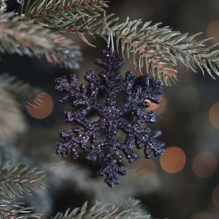 Glitter Sneeuwvlokken 10cm Zwart Mix 6 Stuks