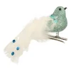 Glittervogel Met Veertjes Op Clip | Pastelgroen | 15 Cm