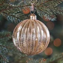 Gouden Craquelé Kerstbal Met Glitters