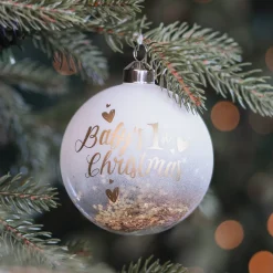 Gouden Kerstbal 'Baby's First Christmas'