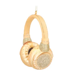 Gouden Koptelefoon Kersthanger Voor Muziekliefhebbers