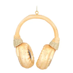 Gouden Koptelefoon Kersthanger Voor Muziekliefhebbers