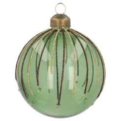 Groene Kerstbal Met Glitterlijnen
