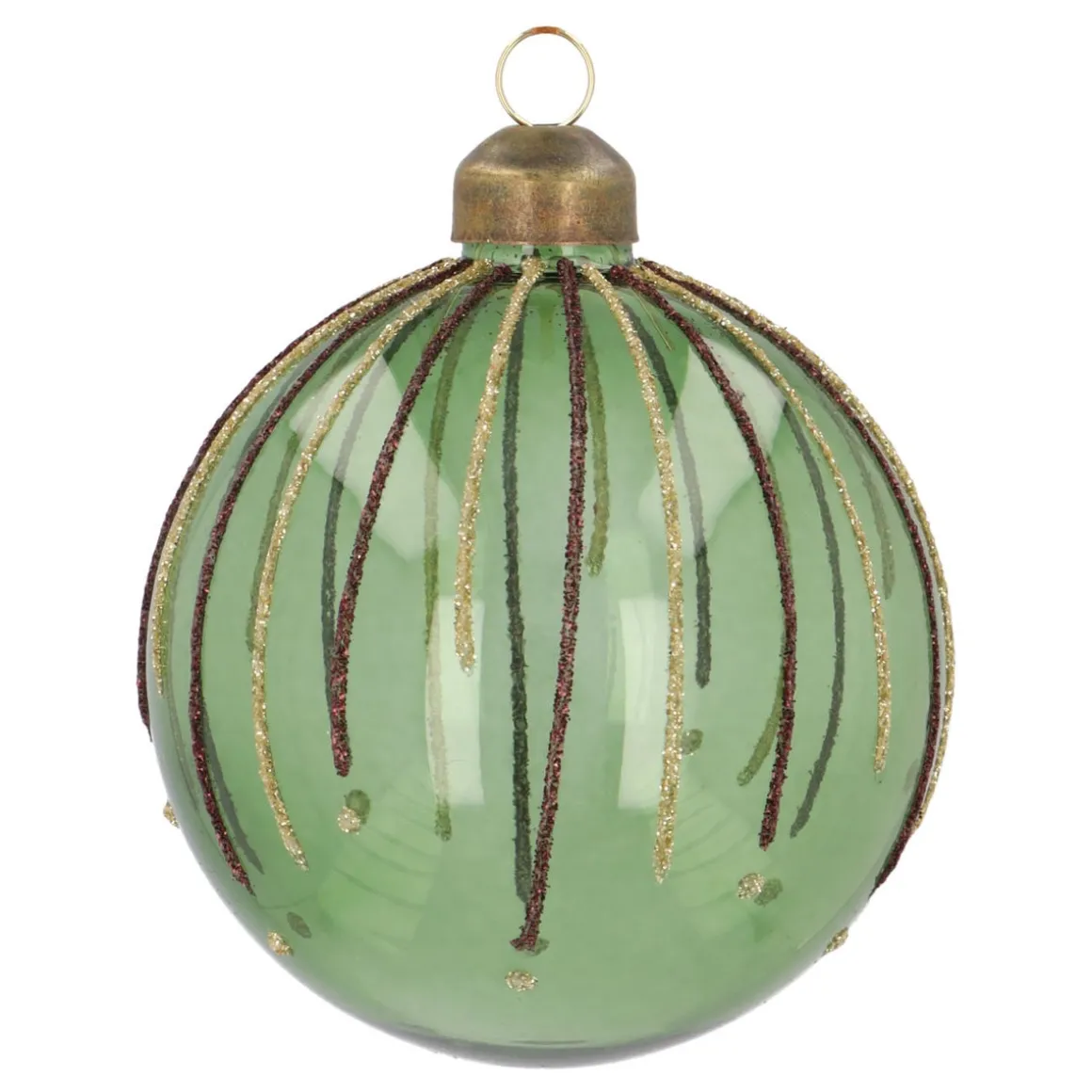 Groene Kerstbal Met Glitterlijnen
