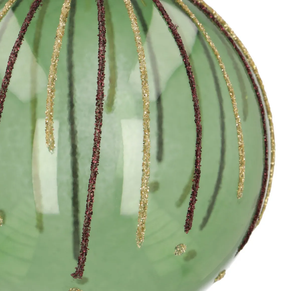 Groene Kerstbal Met Glitterlijnen