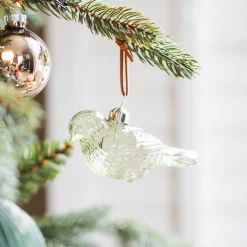 Groene Glazen Vogel Kersthanger