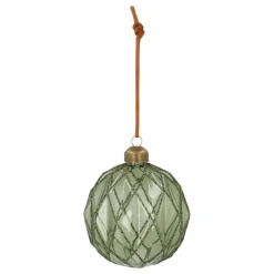 Groene Kerstbal Met Reliëf En Glitters