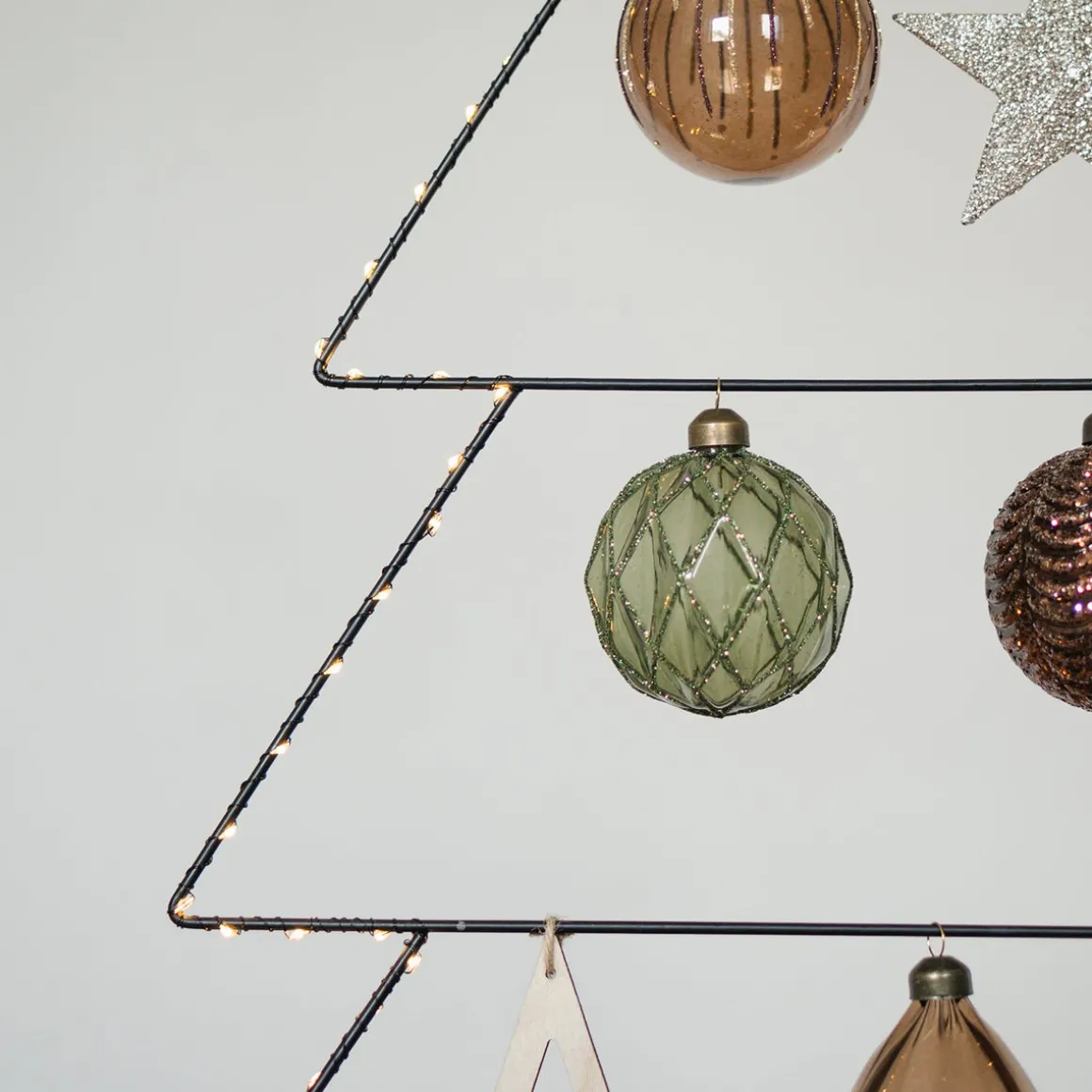 Groene Kerstbal Met Reliëf En Glitters