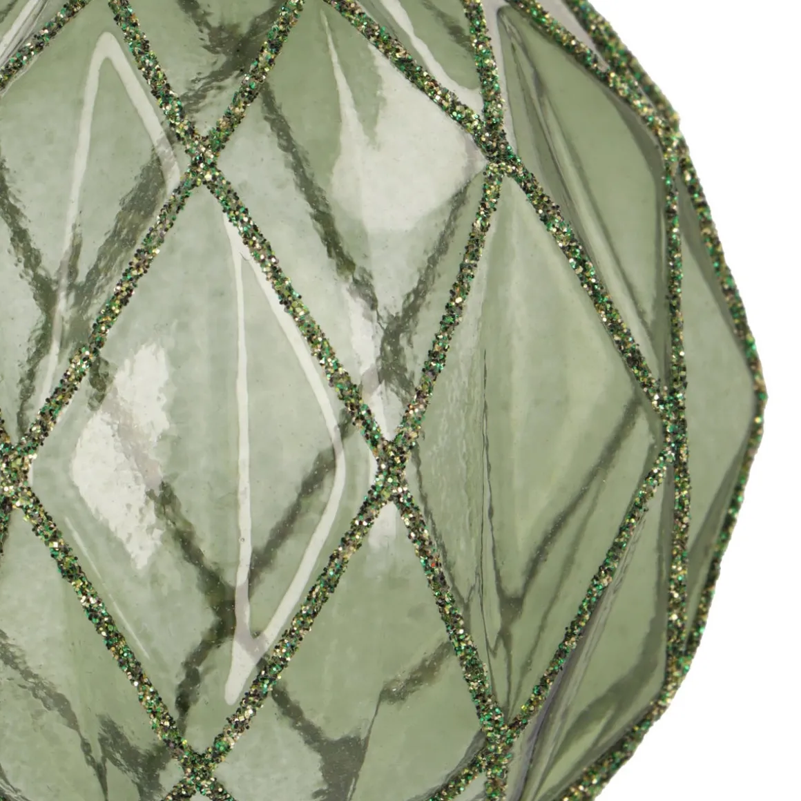 Groene Kerstbal Met Reliëf En Glitters