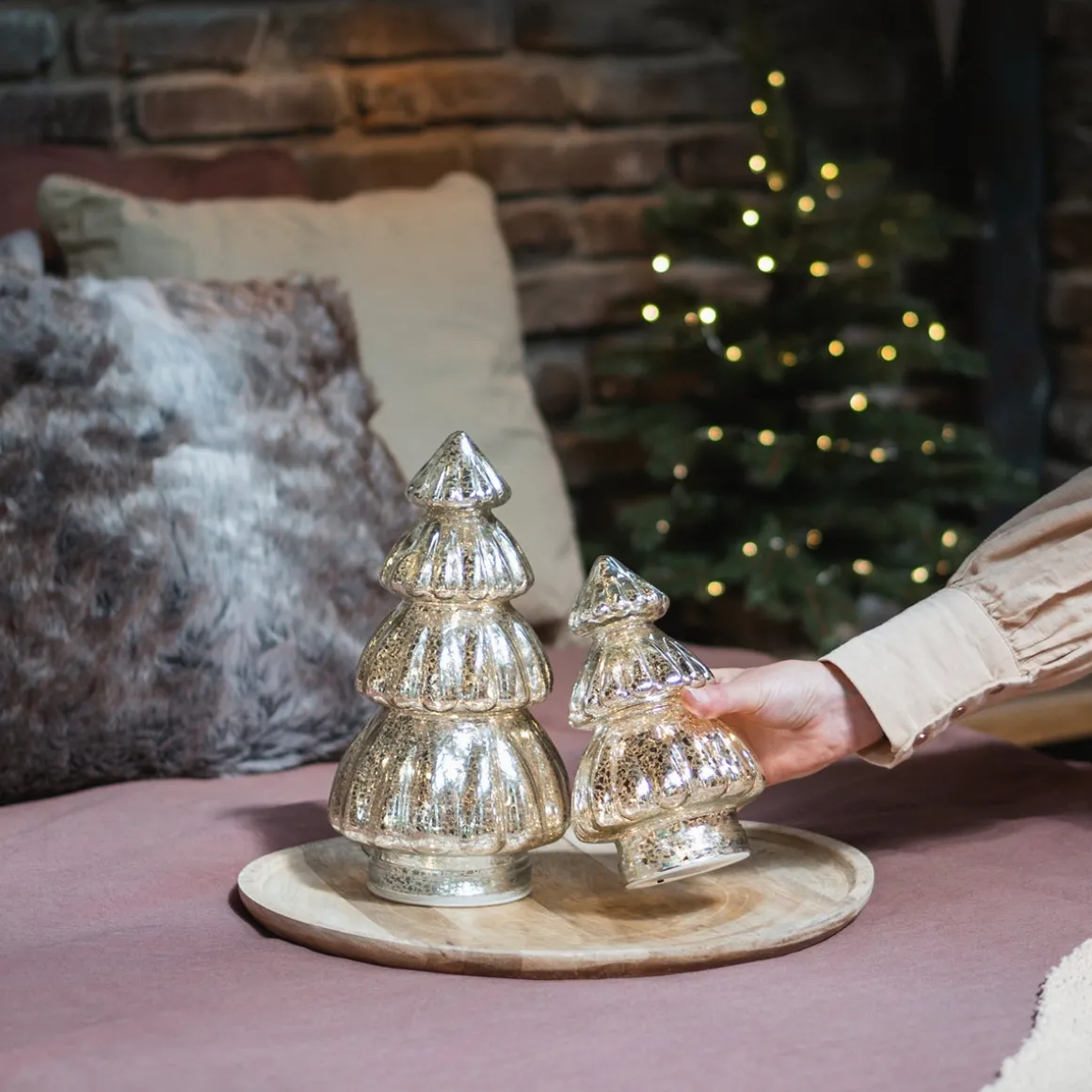 Grote Ronde Zilveren Led-kerstboom Met Reliëf