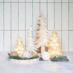 Grote Ronde Zilveren Led-kerstboom Met Reliëf