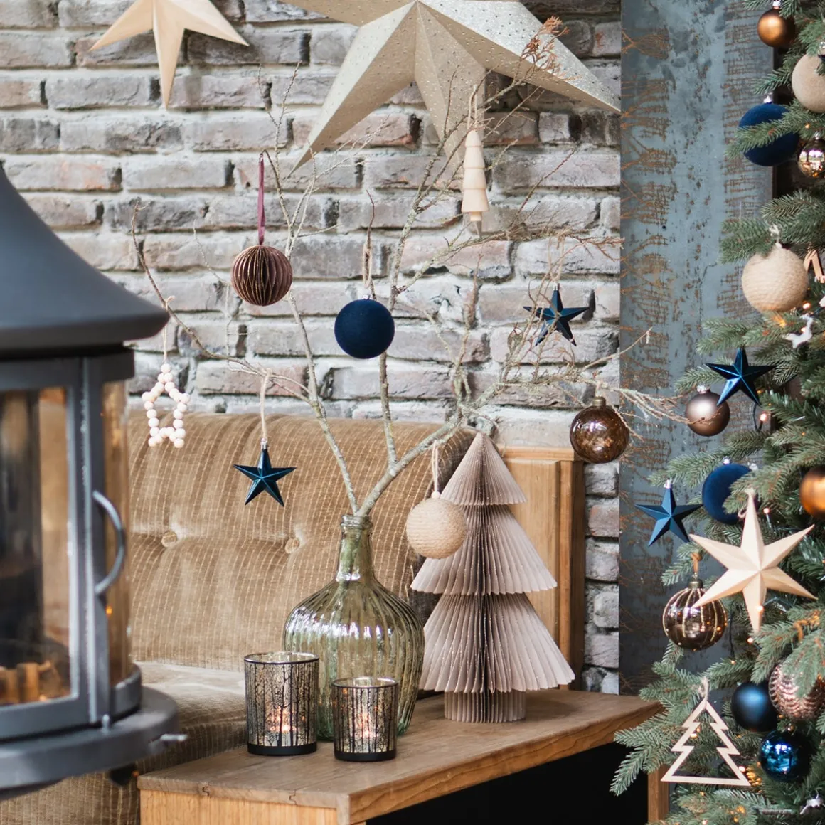 Grote Taupe Papieren Glitterkerstboom