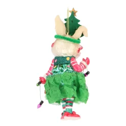 Handgemaakte Konijn Met Kerstoutfit Kersthanger