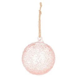 Handgemaakte Pastelroze Kerstbal Met Spikkels