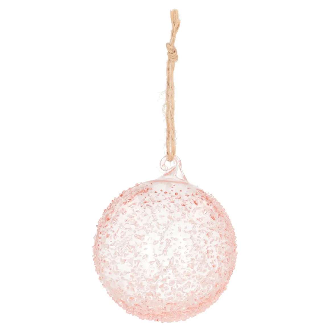 Handgemaakte Pastelroze Kerstbal Met Spikkels
