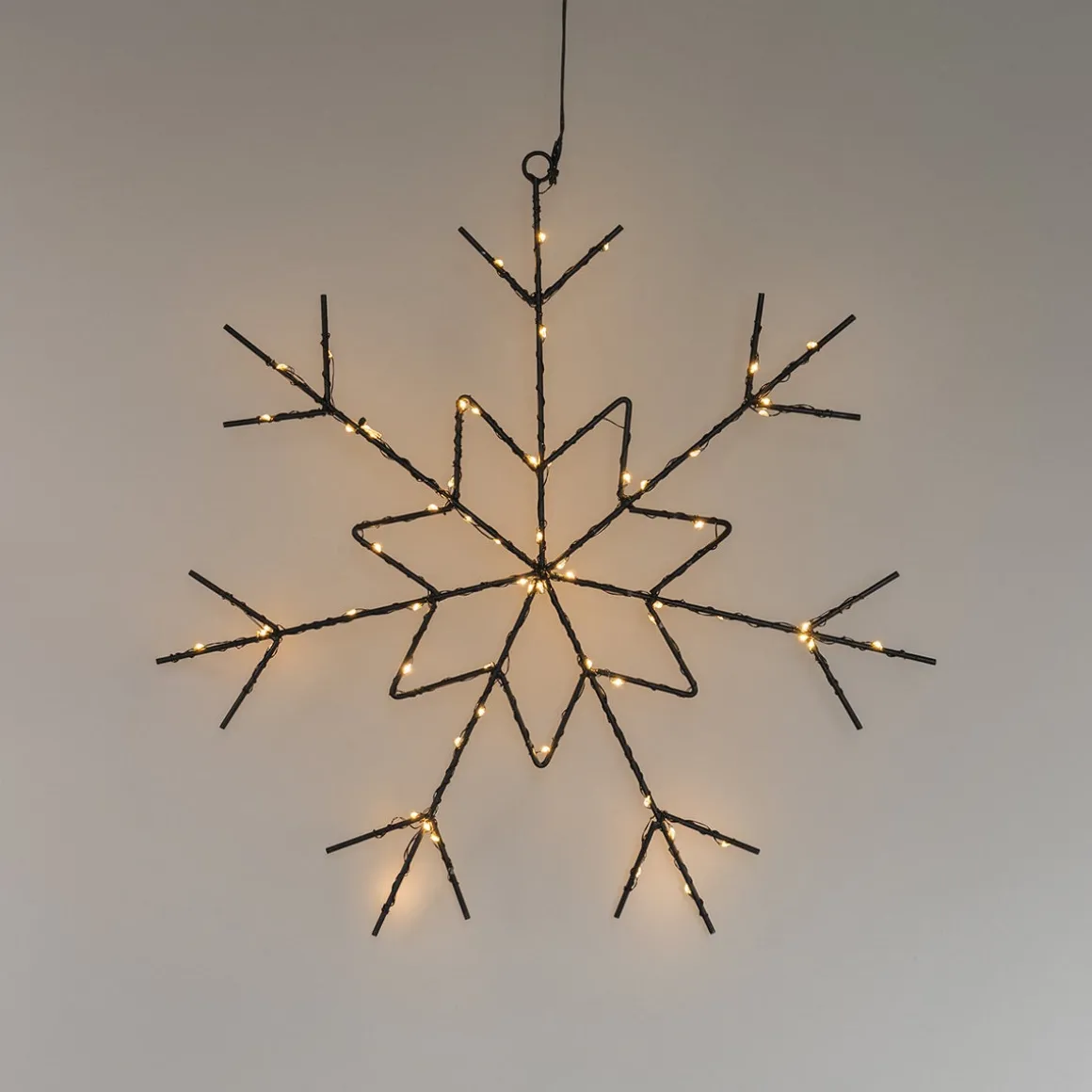 Hangende Metalen Sneeuwvlok | 40 Cm | Zwart