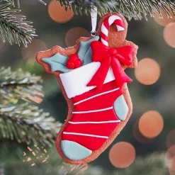 Hanger Peperkoek Gingerbread Sok | Rood | Klei | 8cm