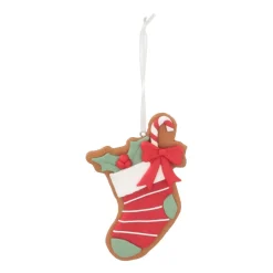 Hanger Peperkoek Gingerbread Sok | Rood | Klei | 8cm