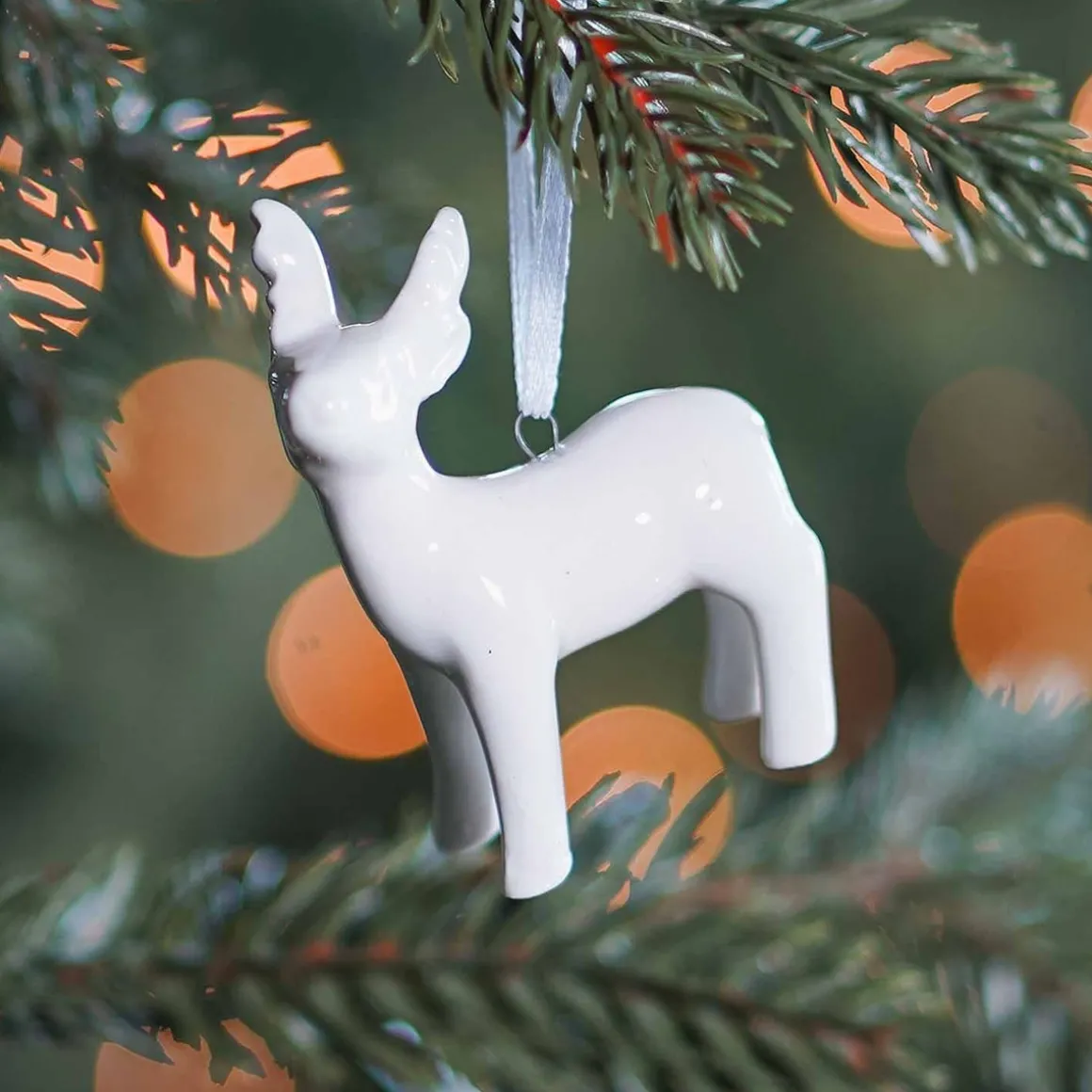 Hanger Rendier Porselein 6 Cm Wit