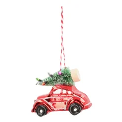Hanger Rode Kever Met Kerstboom 10cm