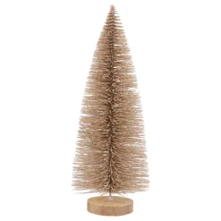 Houten Champagne Kerstboompje 25 Cm Met Glitters
