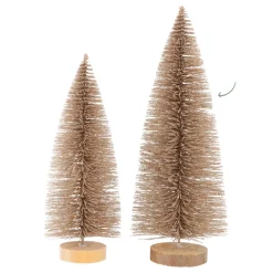 Houten Champagne Kerstboompje 25 Cm Met Glitters