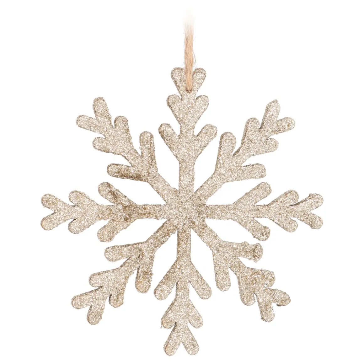 Houten Champagne Sneeuwvlok Kersthanger