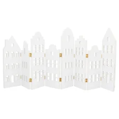 Houten Huisjesrij Met Gouden Scharniertjes