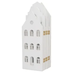 Houten Huisjesrij Met Gouden Scharniertjes