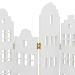 Houten Huisjesrij Met Gouden Scharniertjes