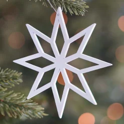 Houten Kersthanger Geometrische Ster | Wit | 12 Cm