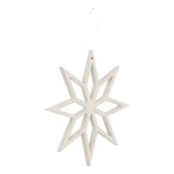 Houten Kersthanger Geometrische Ster | Wit | 12 Cm