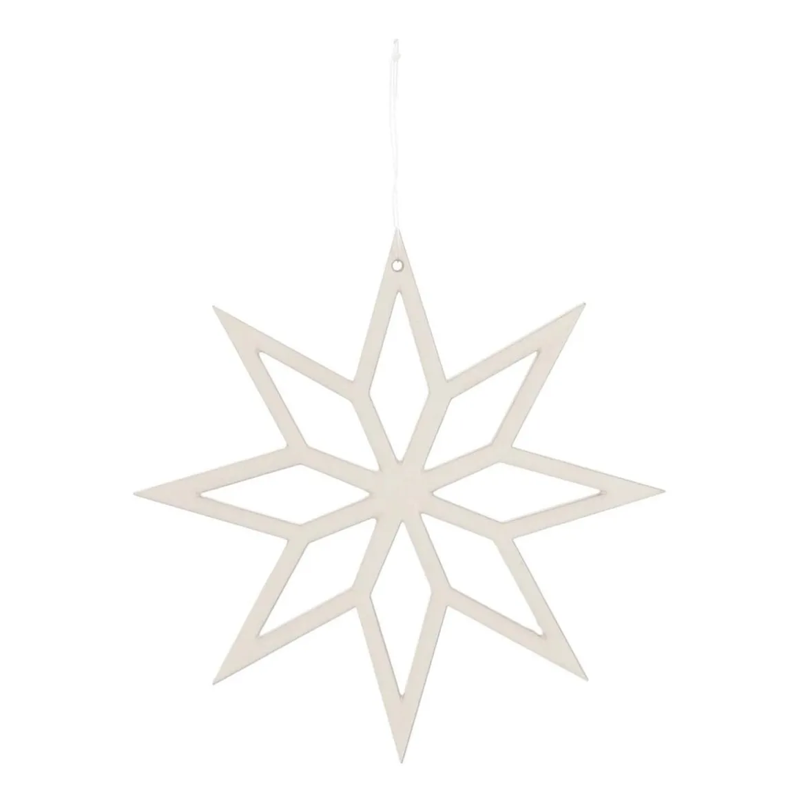 Houten Kersthanger Geometrische Ster | Wit | 12 Cm