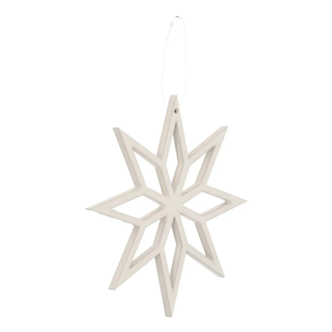 Houten Kersthanger Geometrische Ster | Wit | 12 Cm