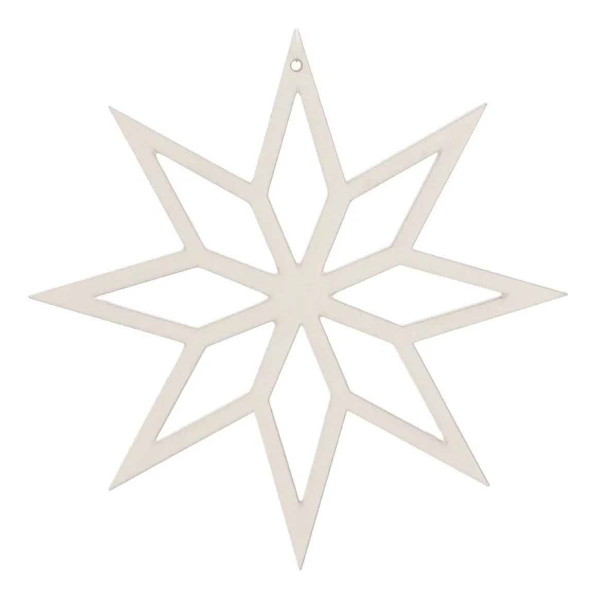Houten Kersthanger Geometrische Ster | Wit | 12 Cm