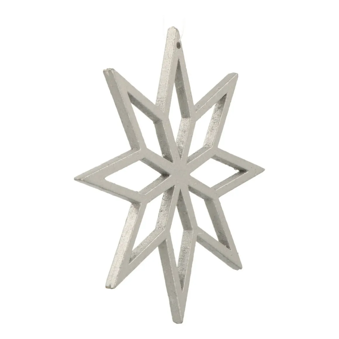 Houten Kersthanger Geometrische Ster | Zilver | 12 Cm