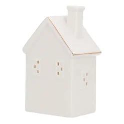 Huisje | Porselein | Led-verlichting | 16cm | Wit