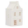 Huisje | Porselein | Led-verlichting | 17cm | Wit
