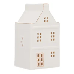 Huisje | Porselein | Led-verlichting | 17cm | Wit