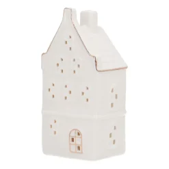Huisje | Porselein | Led-verlichting | 18cm | Wit