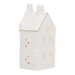 Huisje | Porselein | Led-verlichting | 18cm | Wit