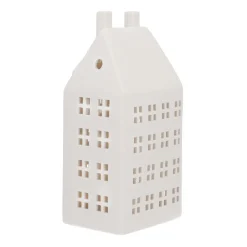 Huisje | Porselein | Led-verlichting | 27cm | Wit