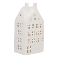 Huisje | Porselein | Led-verlichting | 27cm | Wit