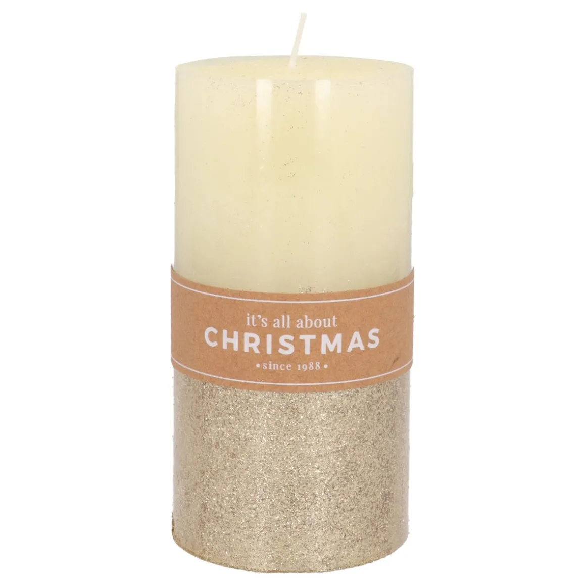 Ivoor Stompkaars Met Gouden Glitter | 15 Cm