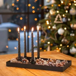 Kaarsenplateau Magnetisch | 42x22 Cm | Mat Zwart | Incl Kaarsenhouders