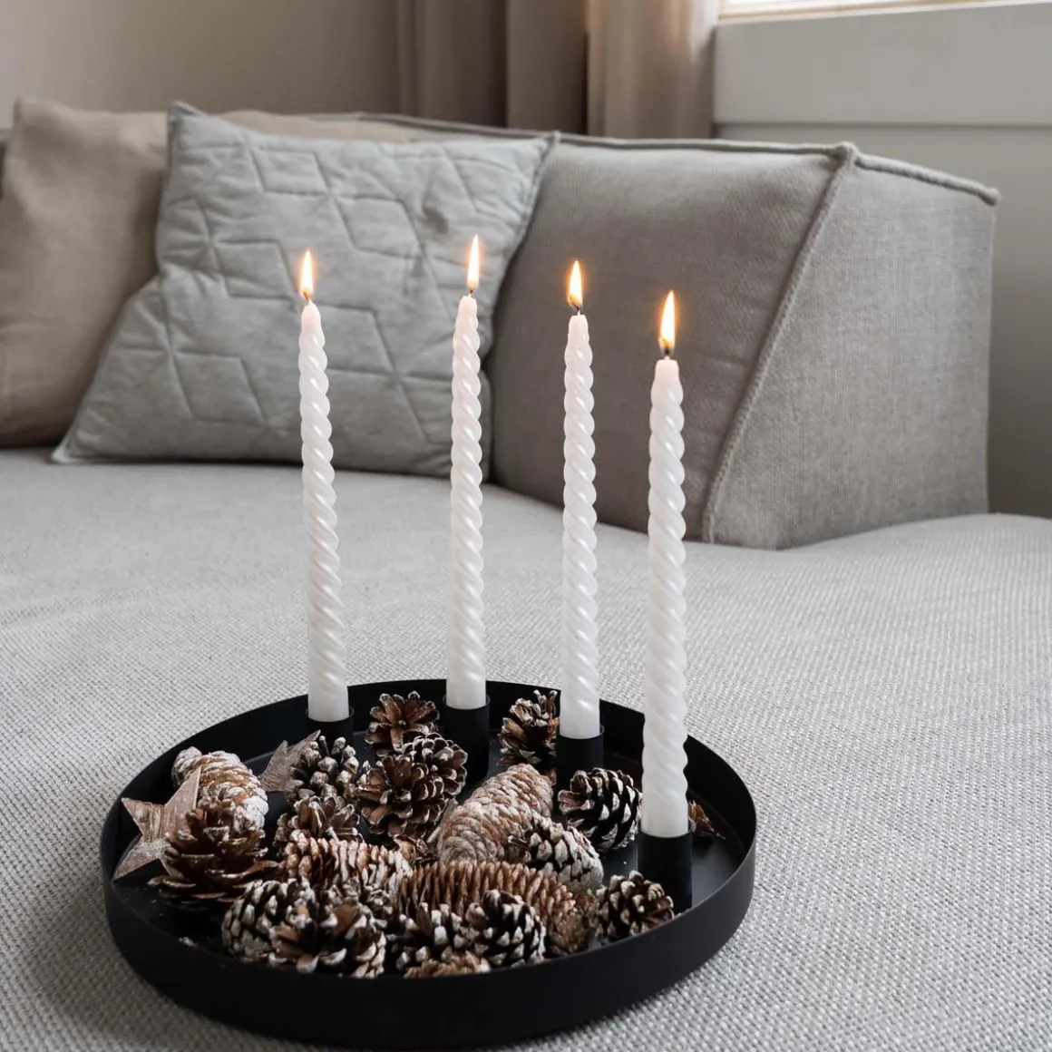 Kaarsenplateau Magnetisch | Ø 30 Cm | Mat Zwart | Incl Kaarsenhouders