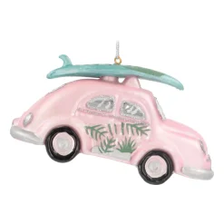 Kershanger Retro Kever | Glas | Roze | 12cm