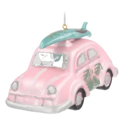 Kershanger Retro Kever | Glas | Roze | 12cm