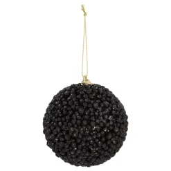Kerstbal Met Kraaltjes | Zwart | 8 Cm