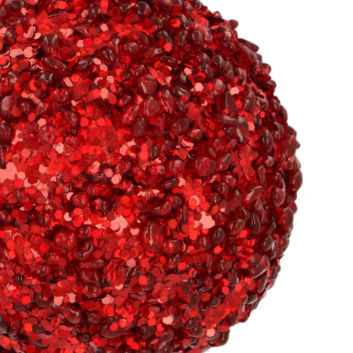 Kerstbal Met Pailletten | Kerstrood | 8 Cm